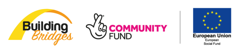 The Building Bridges programme logo along with funding partners Big Lottery Community Fund and the European Social Fund