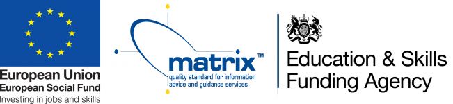 EU logo, matrix logo and Education & Skills Funding Agency logo