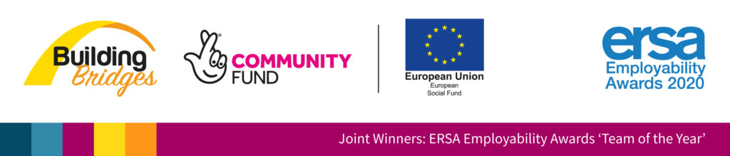 Logos showing building bridges and their funding sponsors