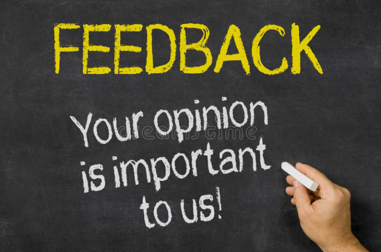 the image draws attention to the importance of your feedback