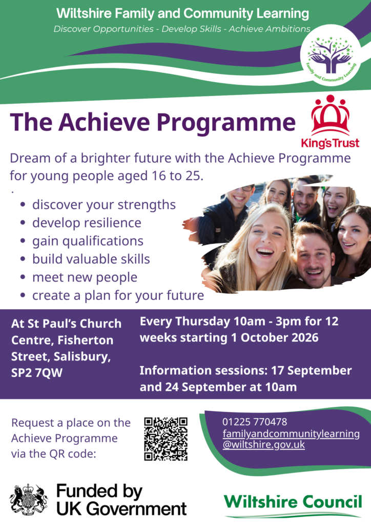Achieve Course Flyer advertising course starting 1 October 2026, with Information Sessions on Thursday 17 and 24 September.